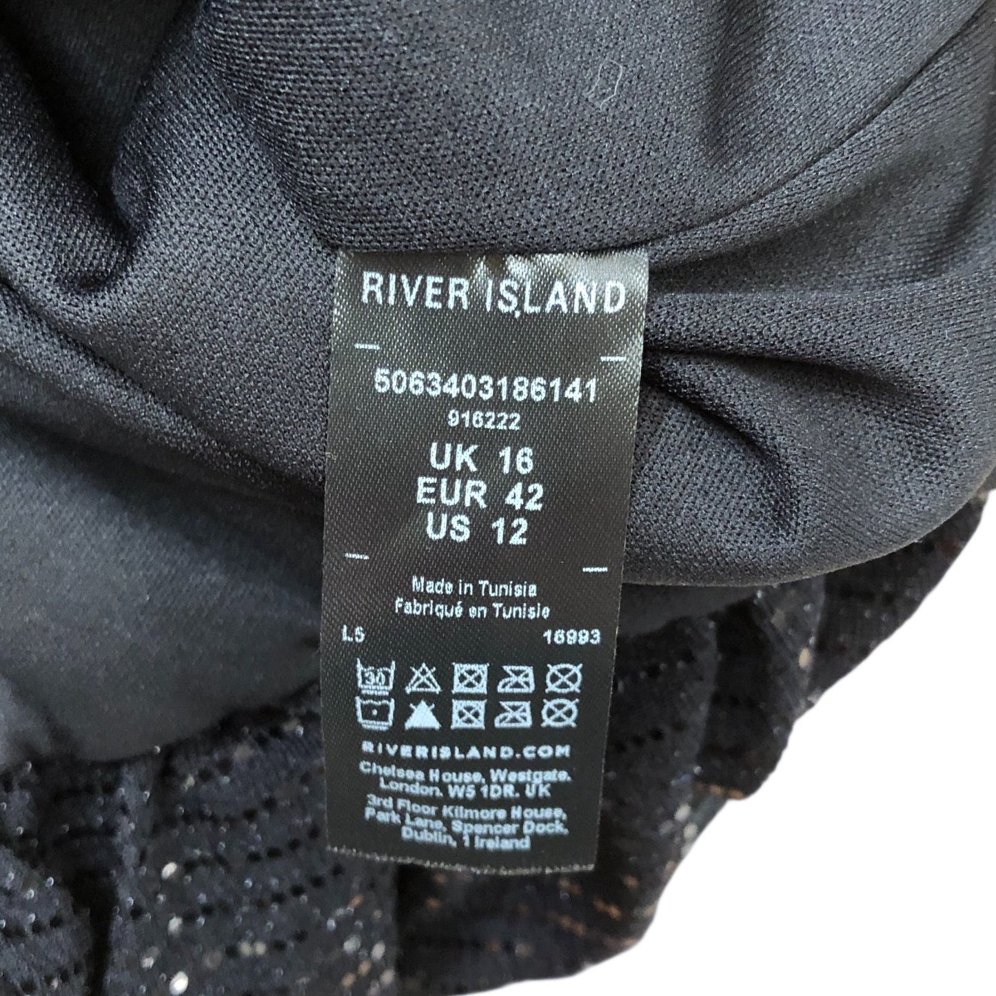 River Island Women's Black Sequin Bubble Skirt Size 16