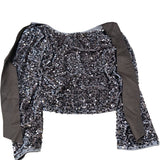 Sequin Crop Top UK Size 14 Women's Long Sleeve Stretchy Brown