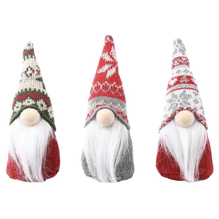 Set of 3 Decorative Seasonal Christmas Gonks 18cm
