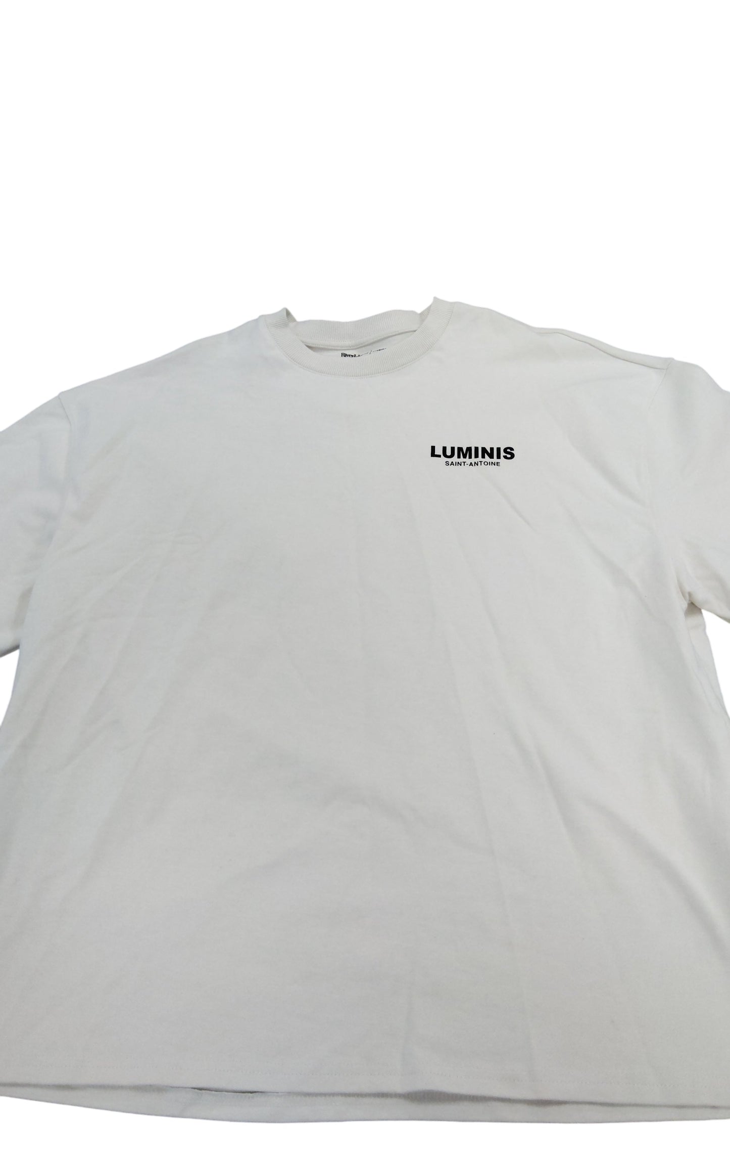 River Island Oversized Fit T-Shirt Luminis Saint-Antoine White Cotton UK L