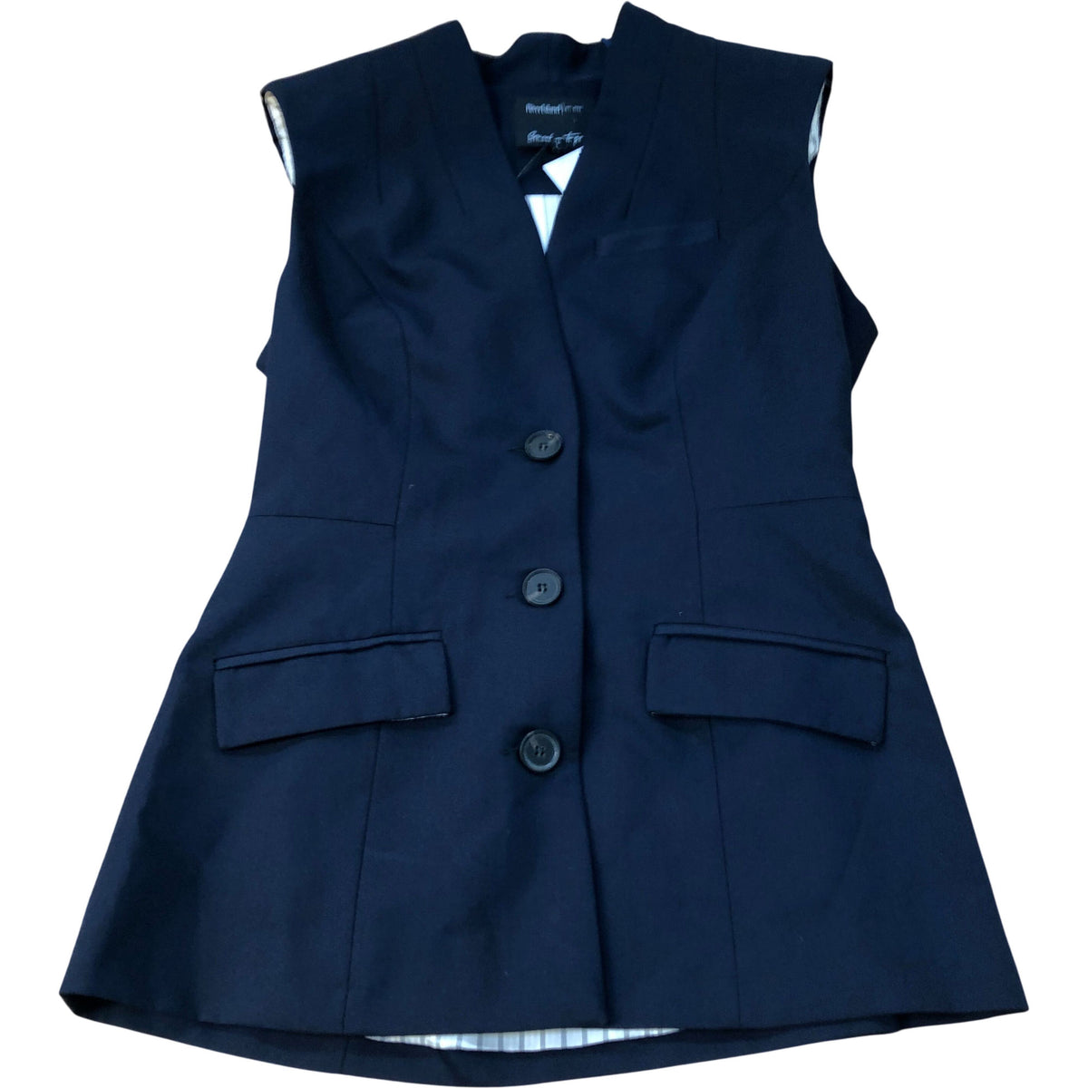 River Island Sleeveless Jacket Women's Smart Casual Blazer Style Navy Blue