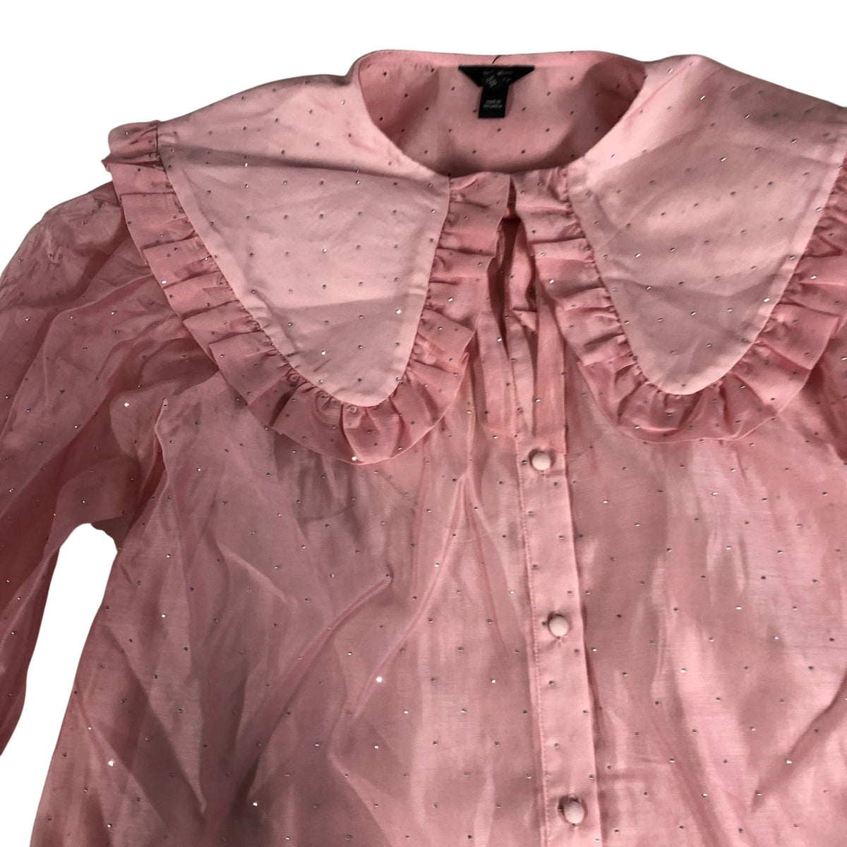 River Island Women's Pink Diamante Ruffled Blouse UK12