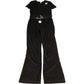 River Island Women Black Flared Jumpsuit Size 7-8 Years Party Velvet Stretch