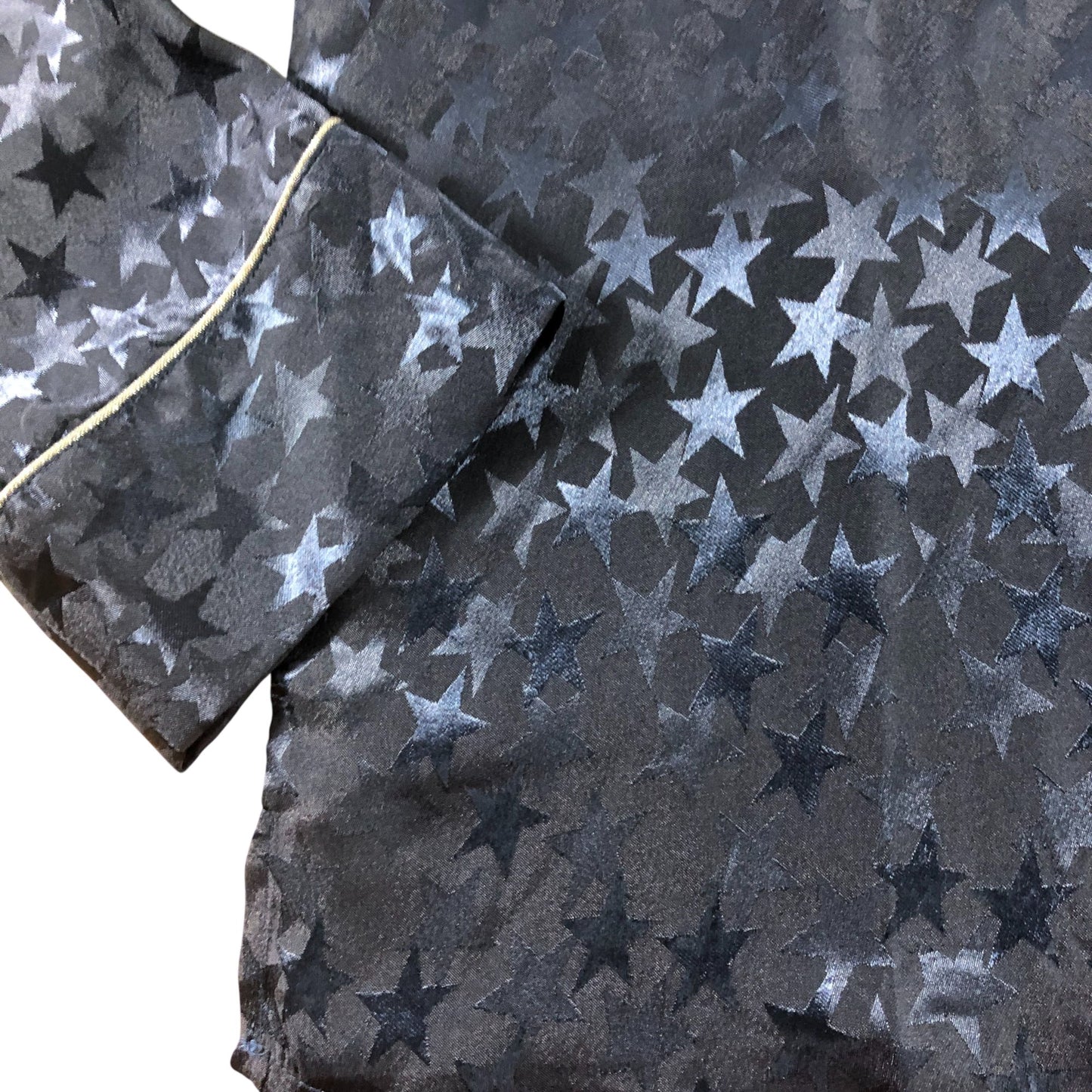 River Island Star Pattern Pajama Top Women's Navy Blue Silk Feel Size XS