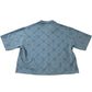 River Island Men's L Blue Casual Short Sleeve Top Stylish Crocheted Shirt