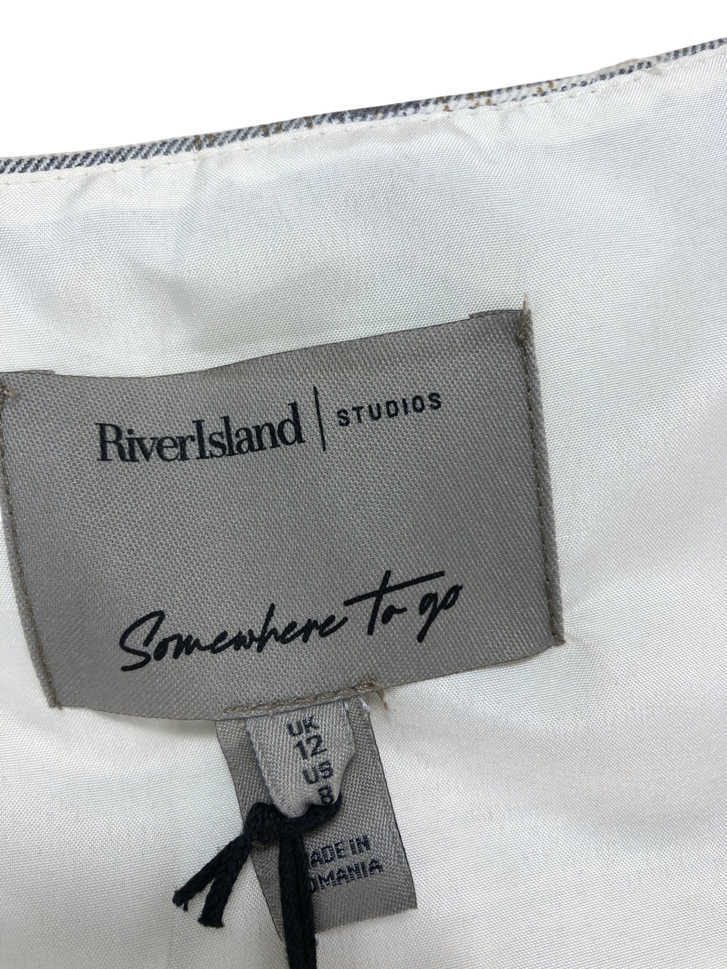 River Island Studios Checked Vest Top UK12 Women's Sleeveless Plaid Beige