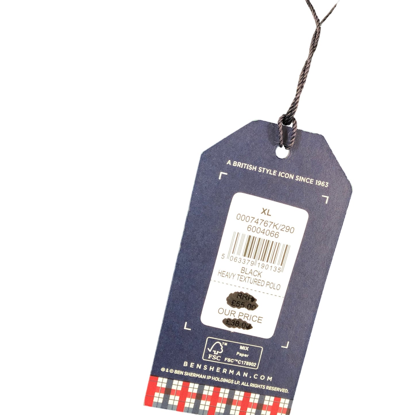 Ben Sherman XL Polo Shirt Heavy Textured Black Men's Casual Wear Stripe Trim