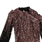 Love And Roses UK8 Women's Sequin Long Sleeve Dress Black Pink Belted