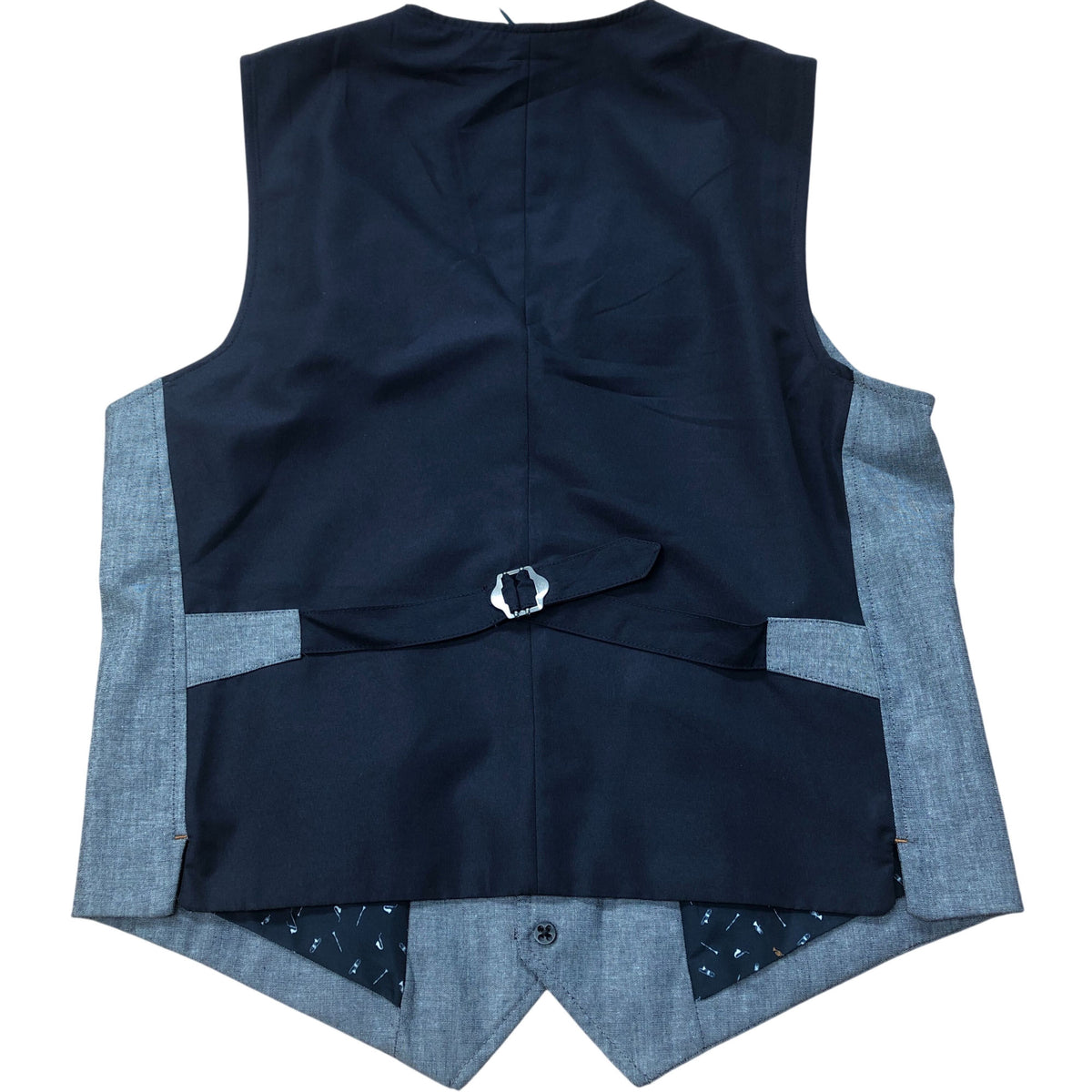 Mens Vested Waistcoat Smart Casual Button Up Grey Cotton Blend
