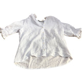 Baukjen Blouse UK10 Women's White Button-Up Organic Cotton Short Sleeve