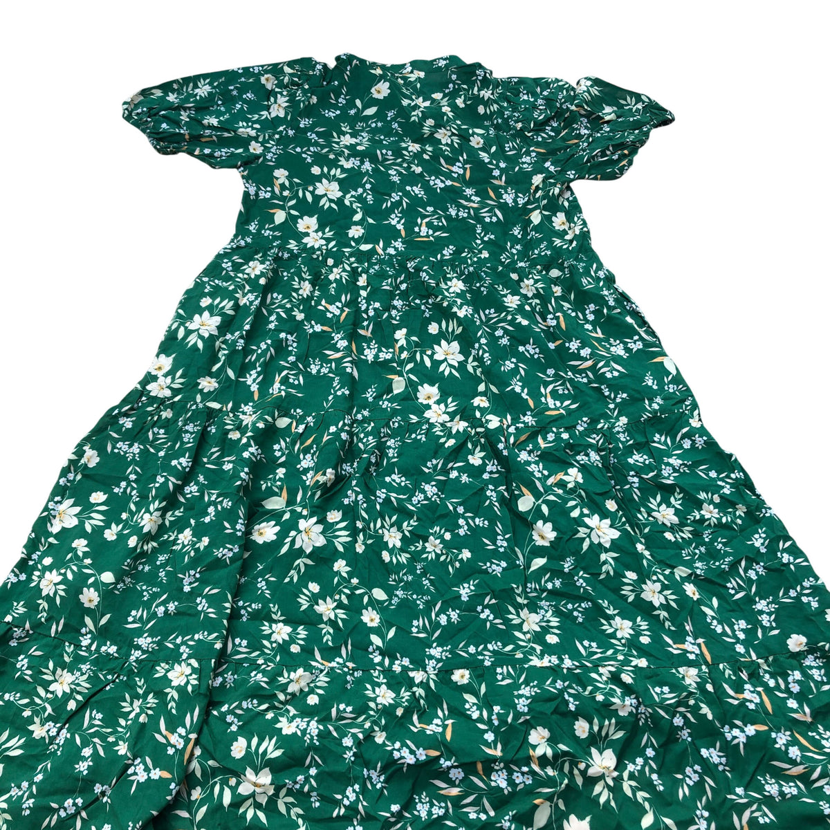 Baukjen Green Floral Maxi Dress Women Size 10 Short Sleeve Viscose A Line