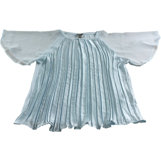 River Island Blue Short Sleeve Pleated Top - Size 12