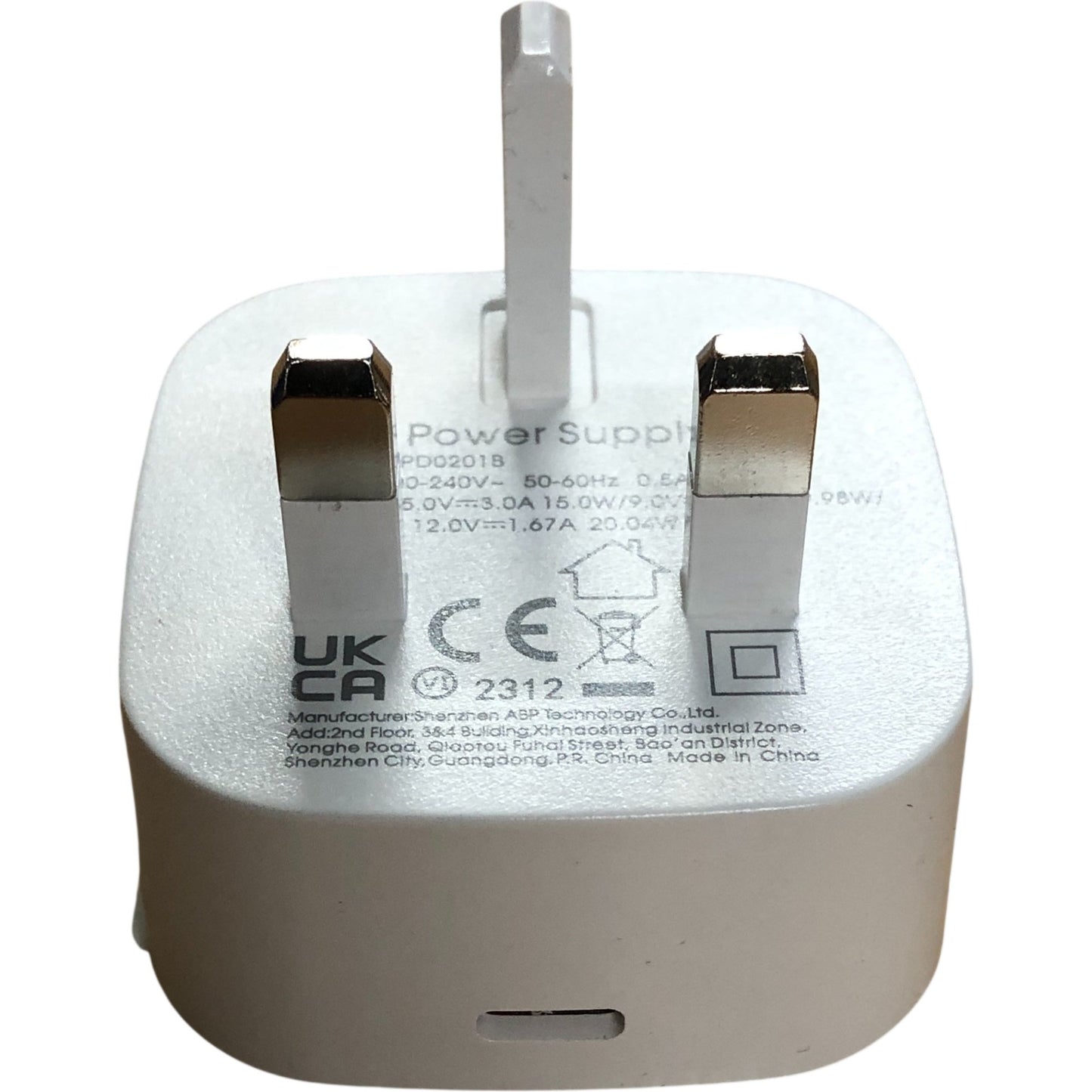 Crenwozy PD 20W USB-C Fast Charger Power Adapter Model PD0201B UK Plug