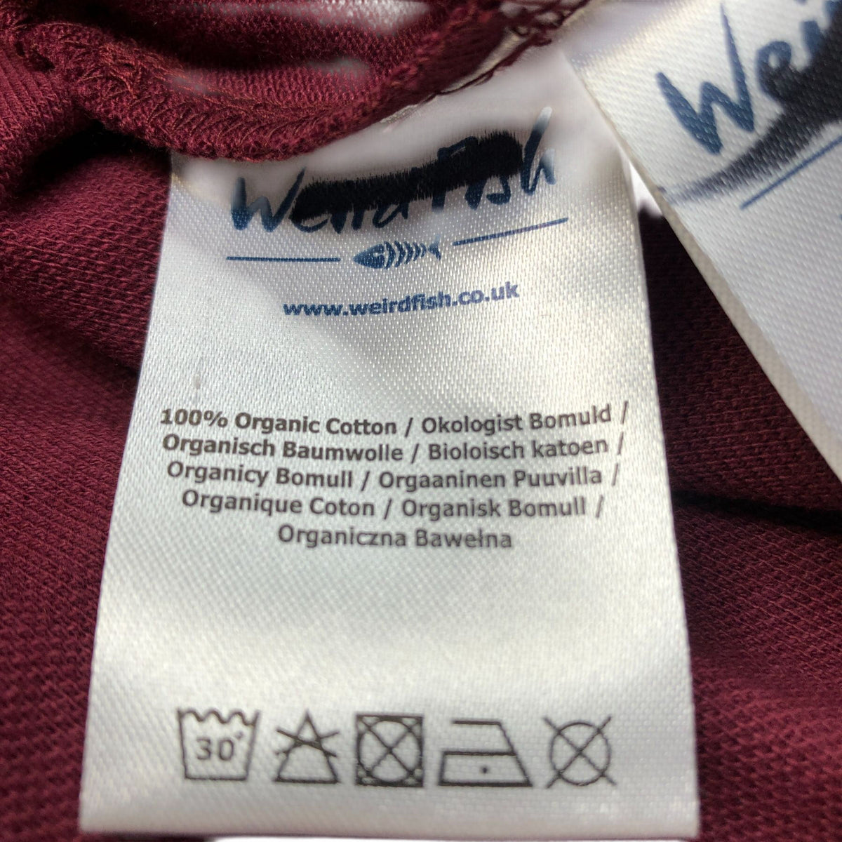 Weird Fish Miles Polo Shirt Tawny Port Men's Short Sleeve Size L Organic Cotton