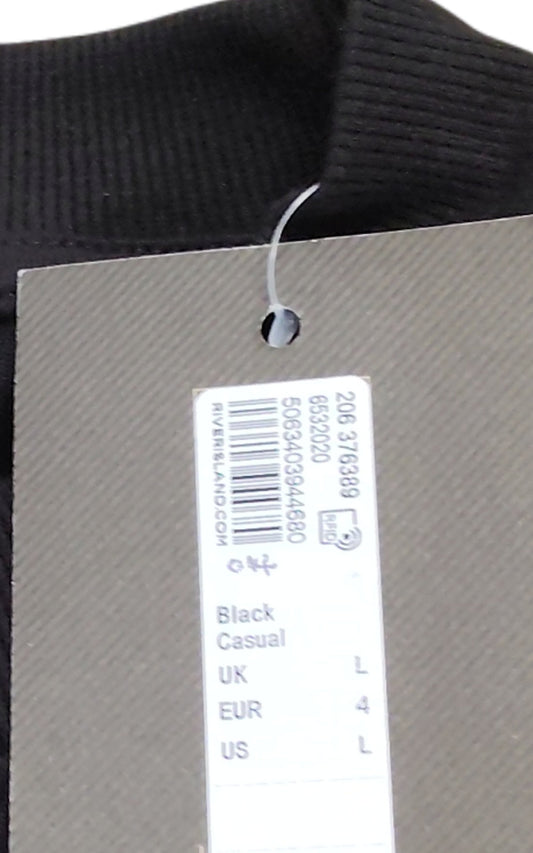 River Island Black Casual T-Shirt Size L Men's Graphic Print Unique Design