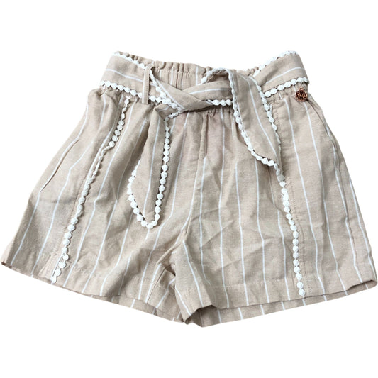 Girls Shorts Beige Striped Cotton Blend With Bow 12 Years