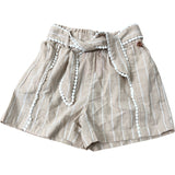 Girls Shorts Beige Striped Cotton Blend With Bow 12 Years