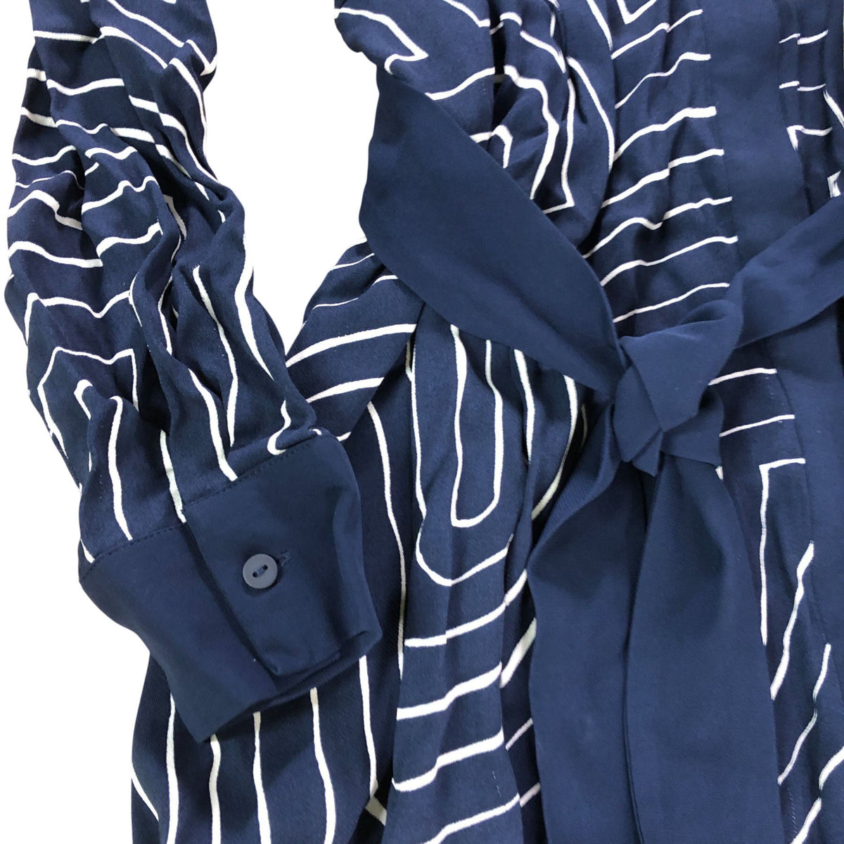 Women's Navy Blue Striped Midi Dress Size 12