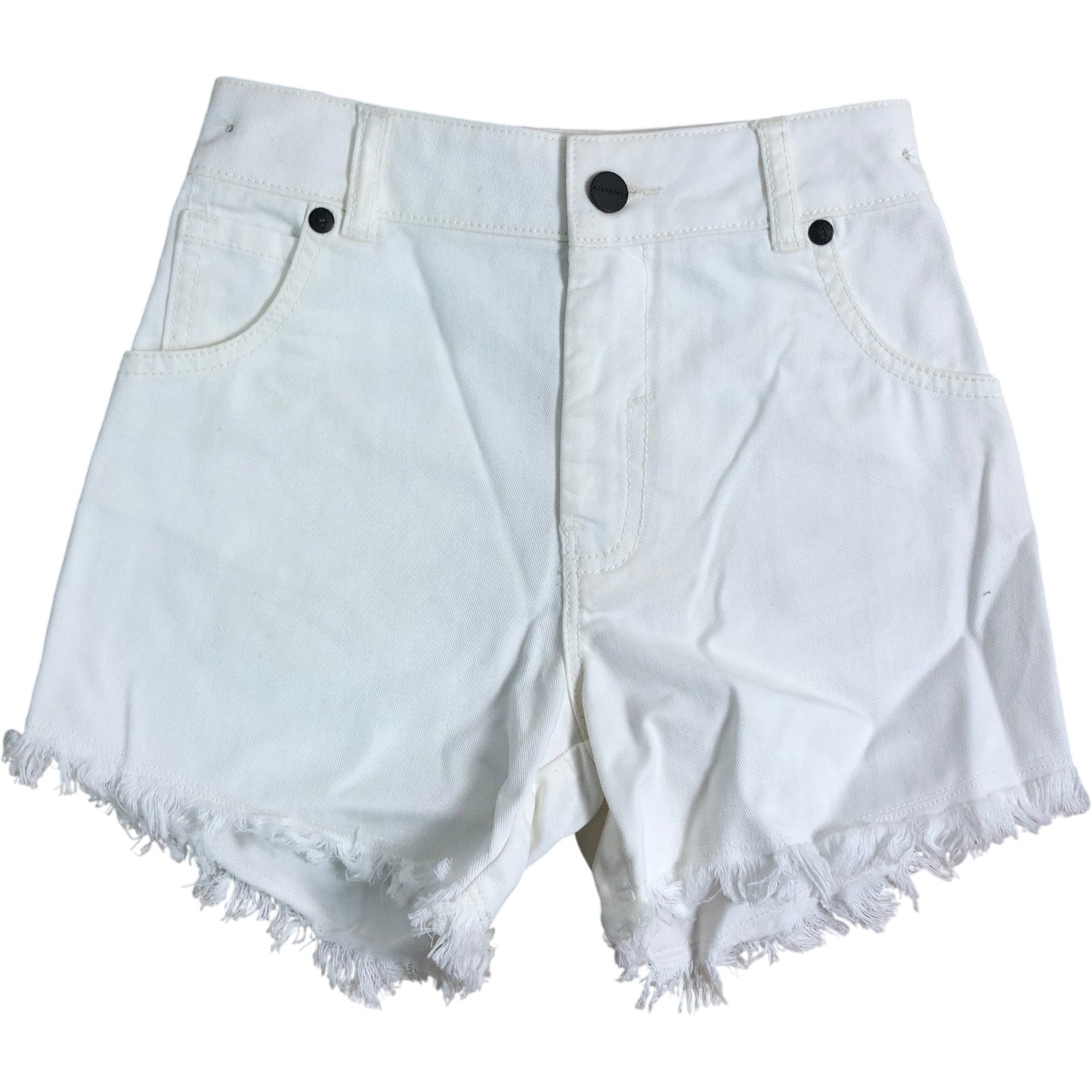 AllSaints Denim Shorts Size 5-6 Years Girls White Frayed Hem Casual Style
