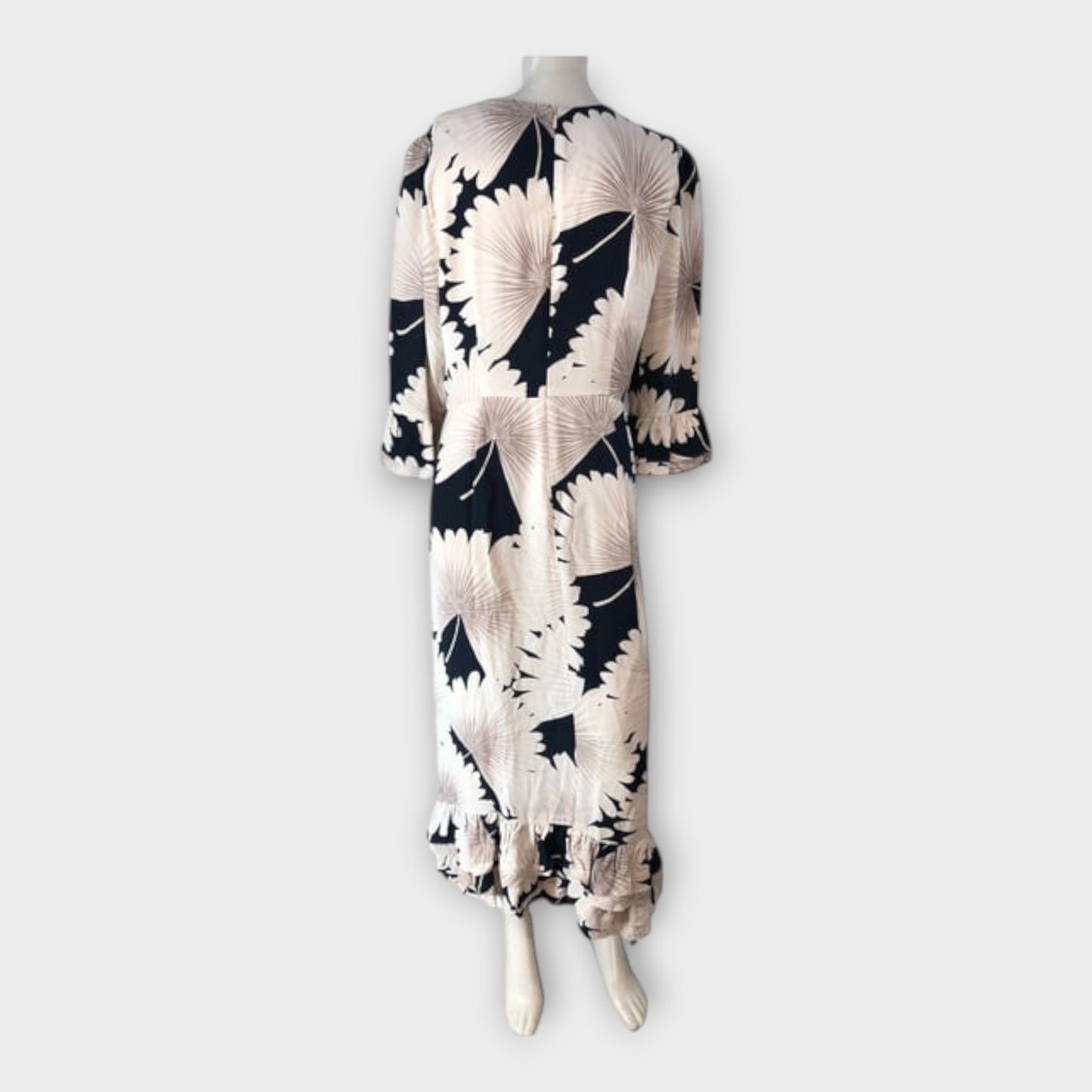 FLORAL Midi Dress Women's Long Sleeve Ruffle Hem Print