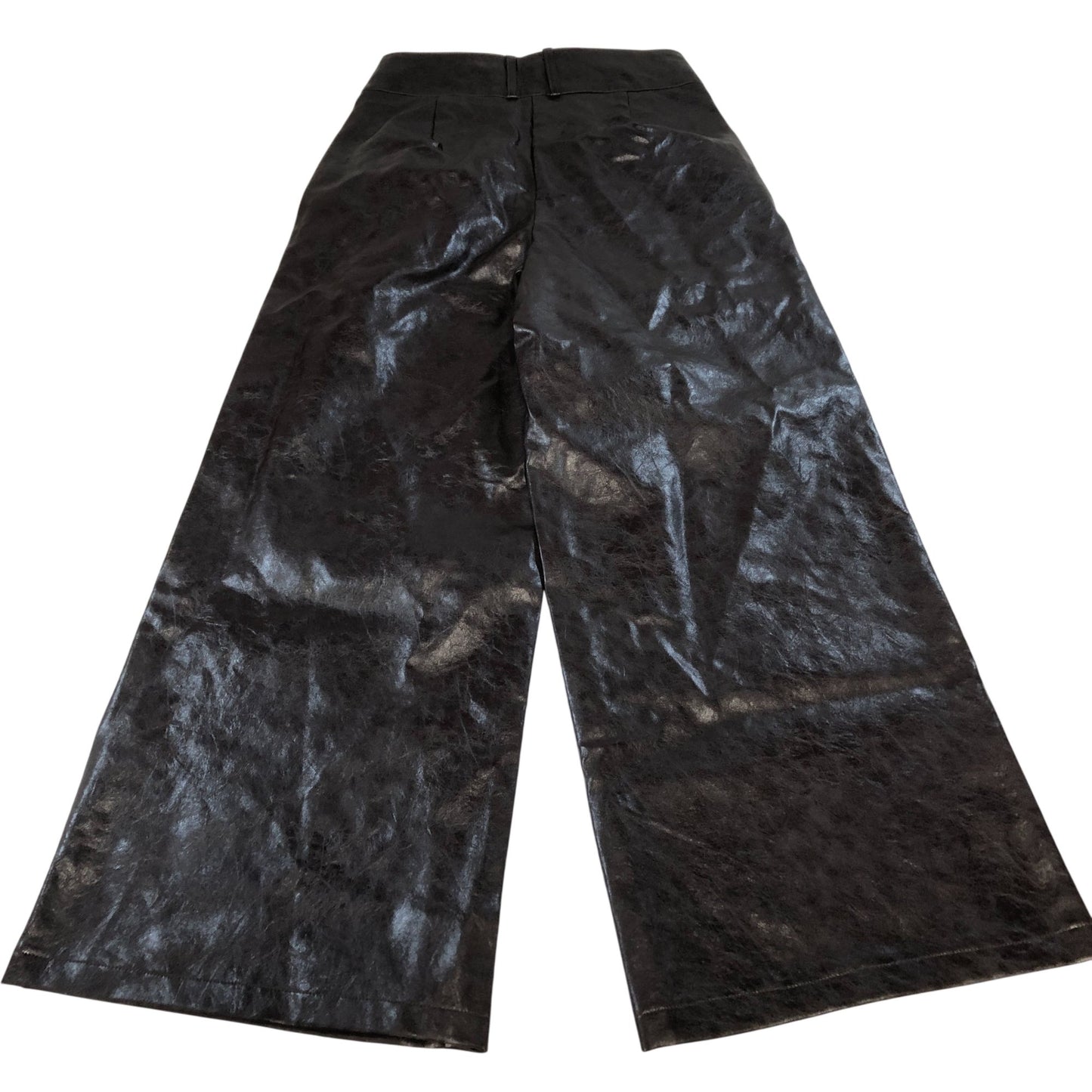 River Island Wide Leg Trousers UK6 Women's Faux Leather High Waist Black