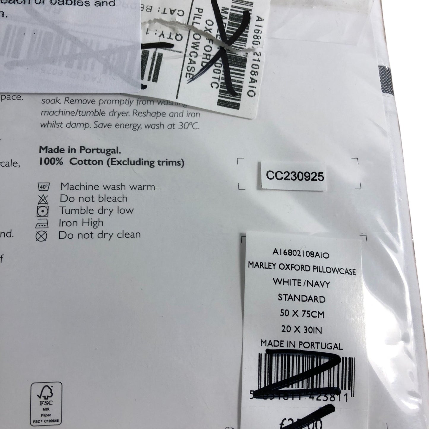 The White Company Marley Oxford Pillowcase Single 50x75cm 200 Thread Count