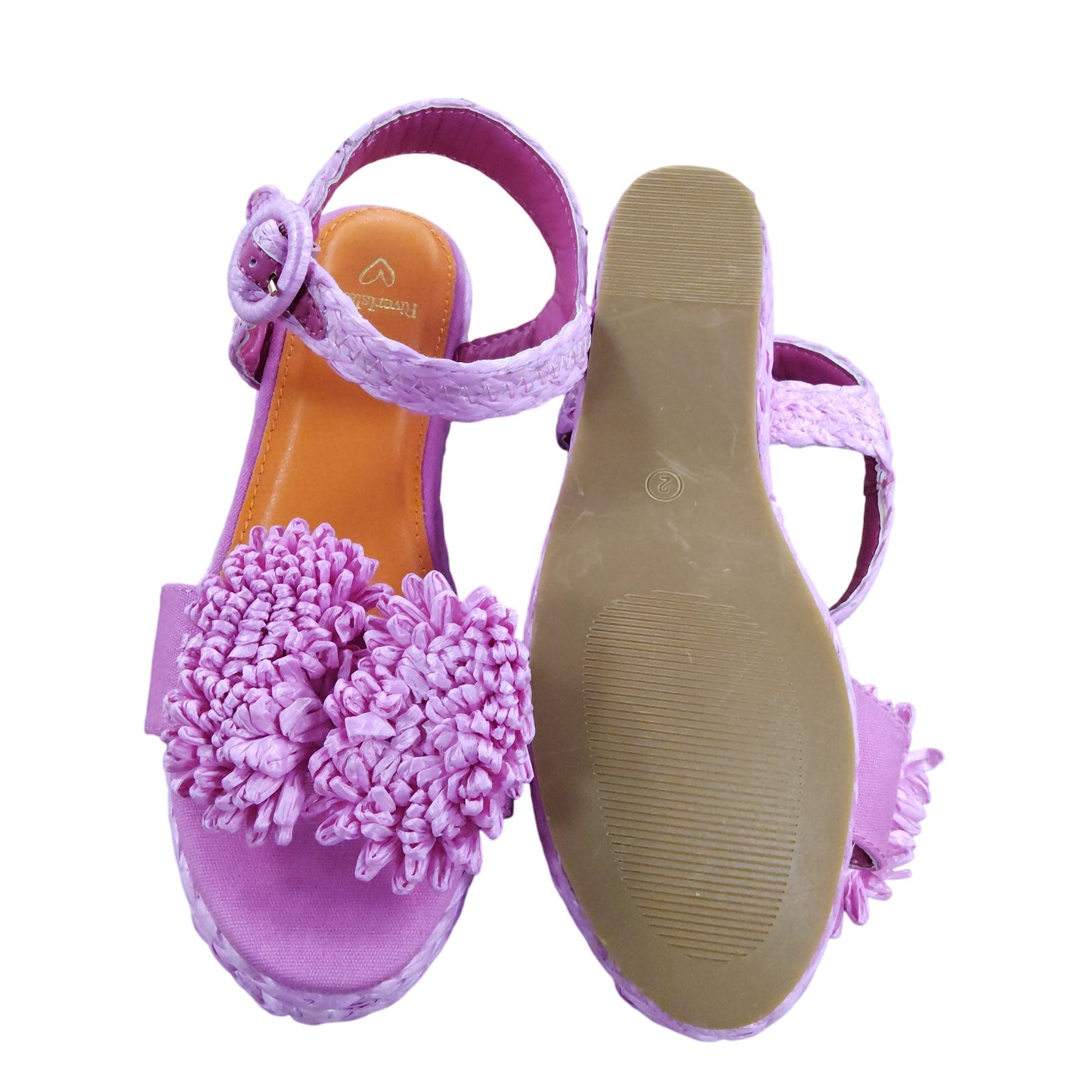 Bright Pink Women's Sandals Floral Design Platform Wedge UK Size 5