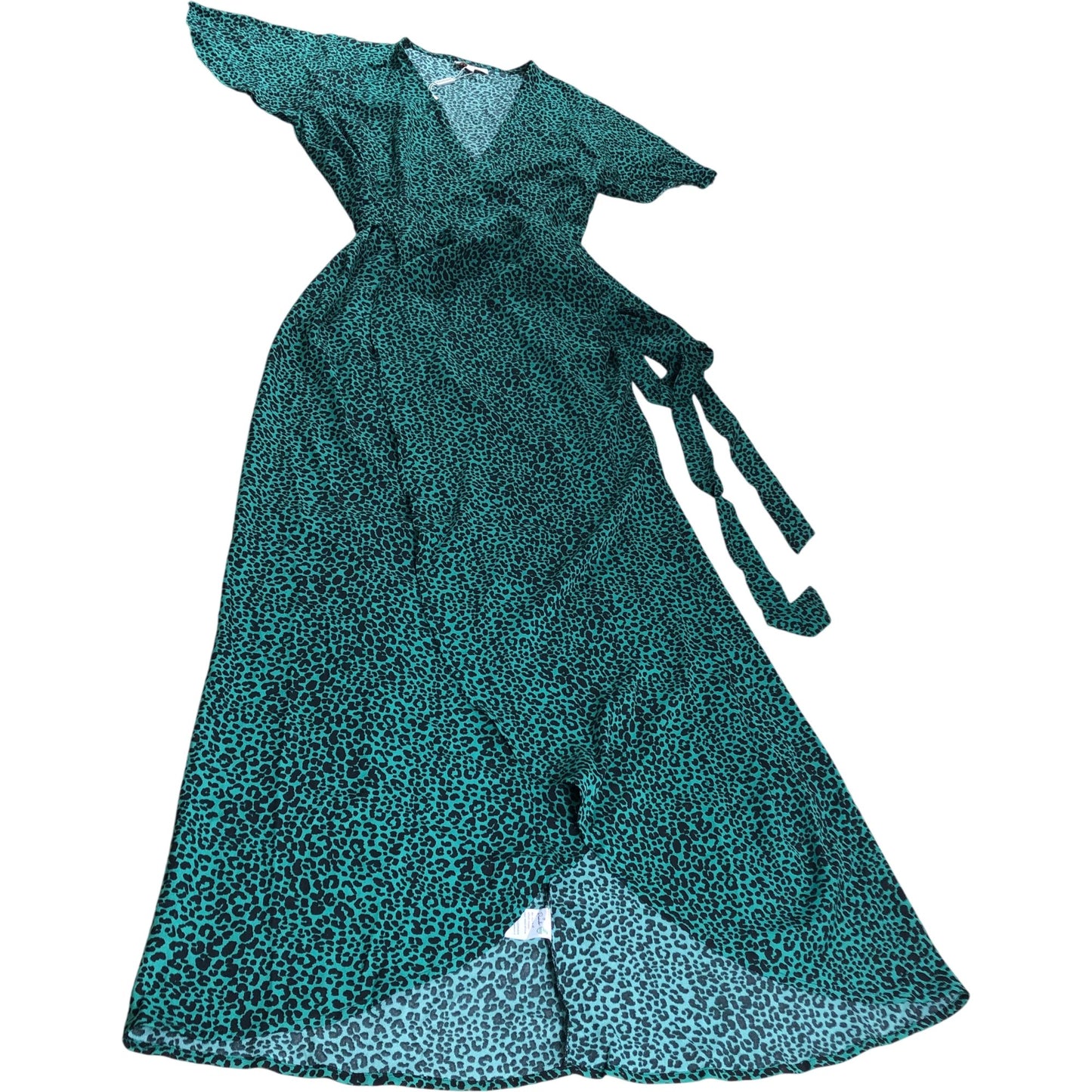 Branded Green Leopard print Wrap Dress - Size 8