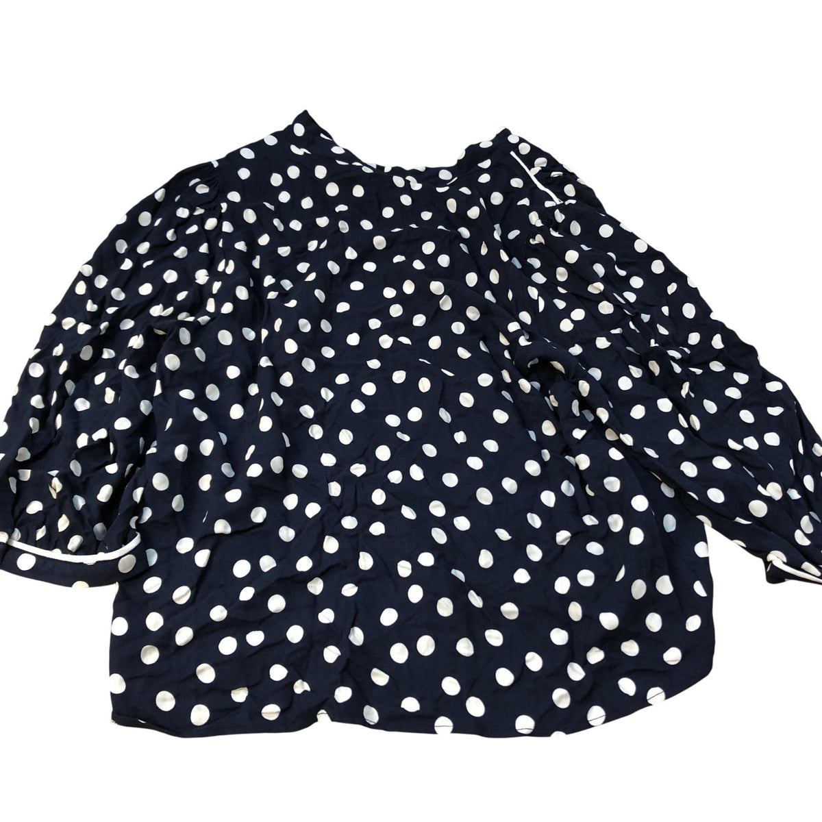 Baukjen Polka Dot Blouse Size 16 Women's Viscose Navy Blue Button Up Shirt