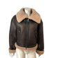 American Eagle Brown Shearling Biker Jacket Large Women's Faux Fur Collar