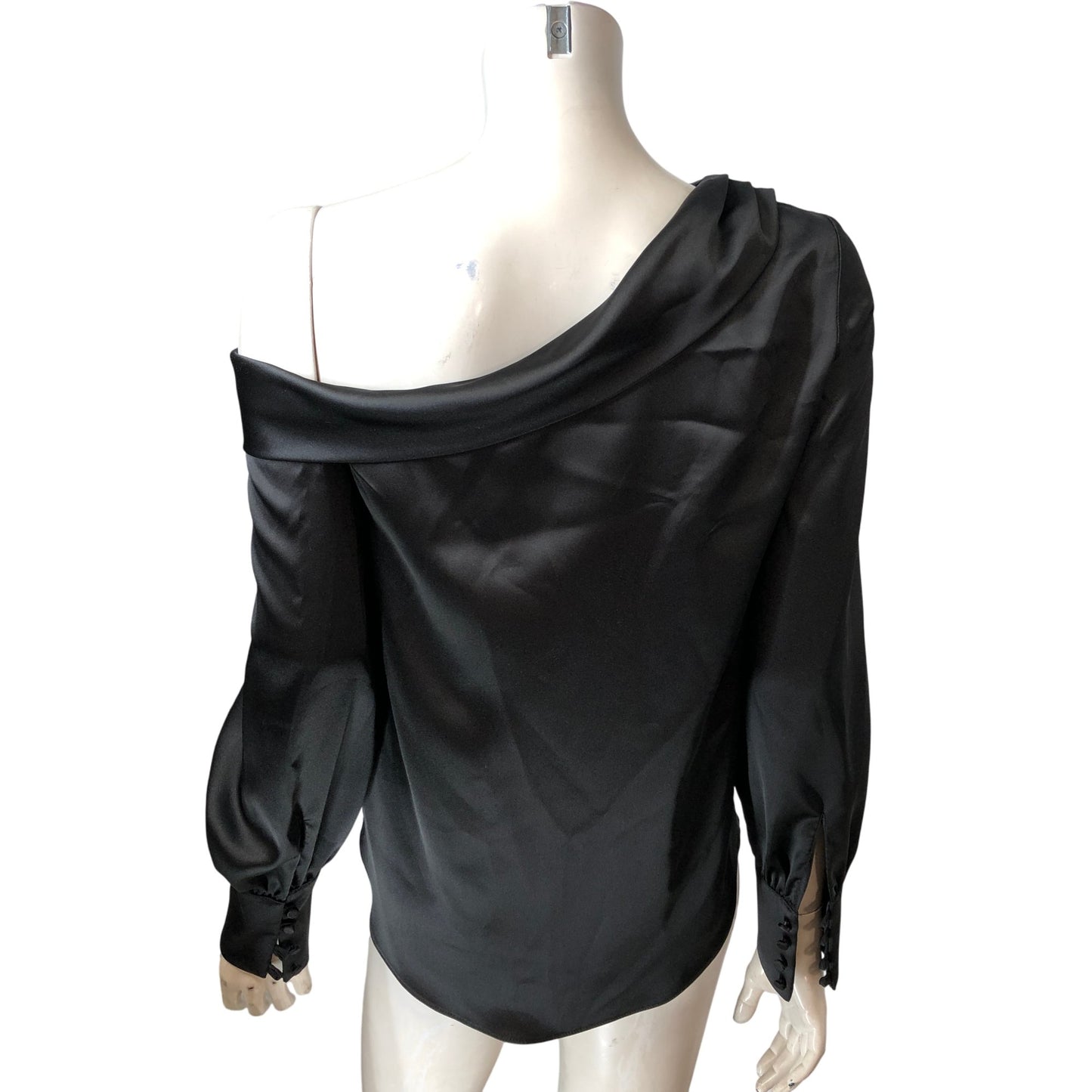 River Island Black Off The Shoulder Top UK8 Women's Elegant Satin Blouse