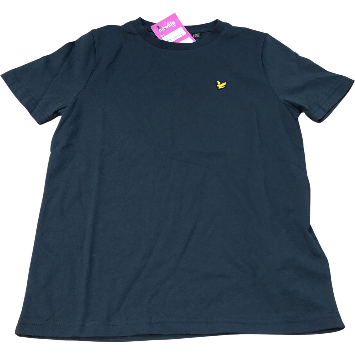 T-Shirt Black Cotton Polyester Crew Neck Men's Size 9-10 Years