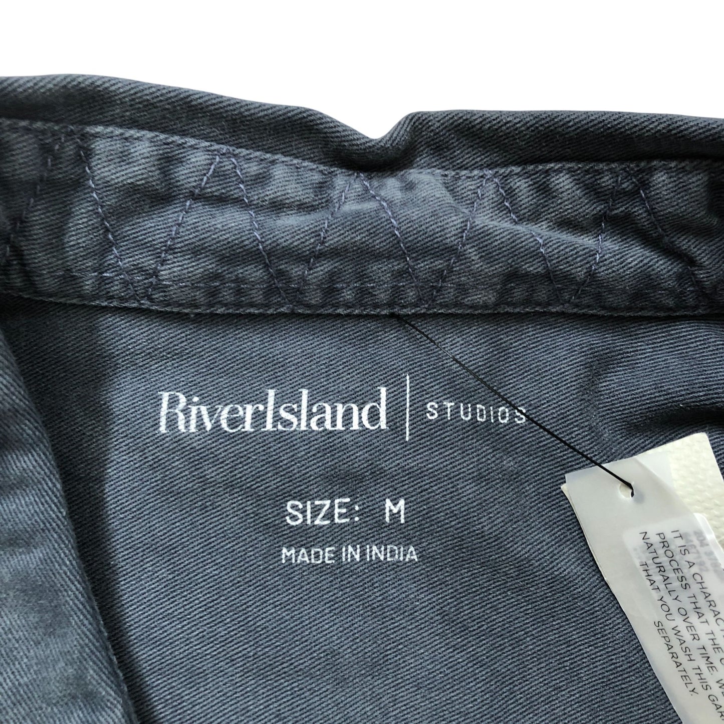 River Island Studios Casual Shirt Size M Men Grey Long Sleeve Cotton Blend