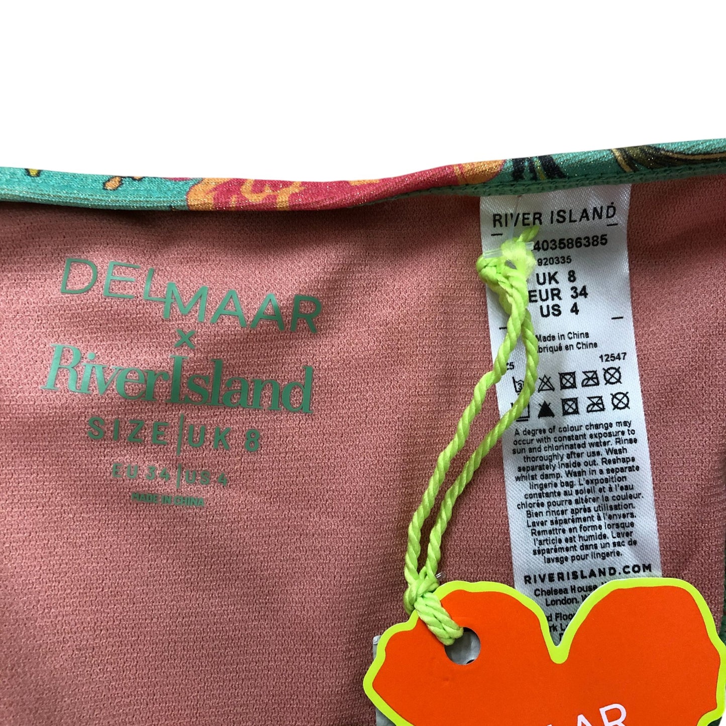 River Island Floral Print Swim Briefs Women Tie Side Detail Size 8