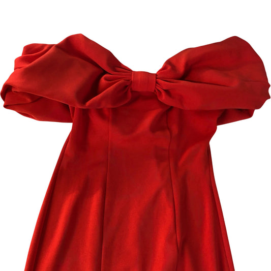 River Island Red Dress UK Medium Women's Off Shoulder Bow Detail