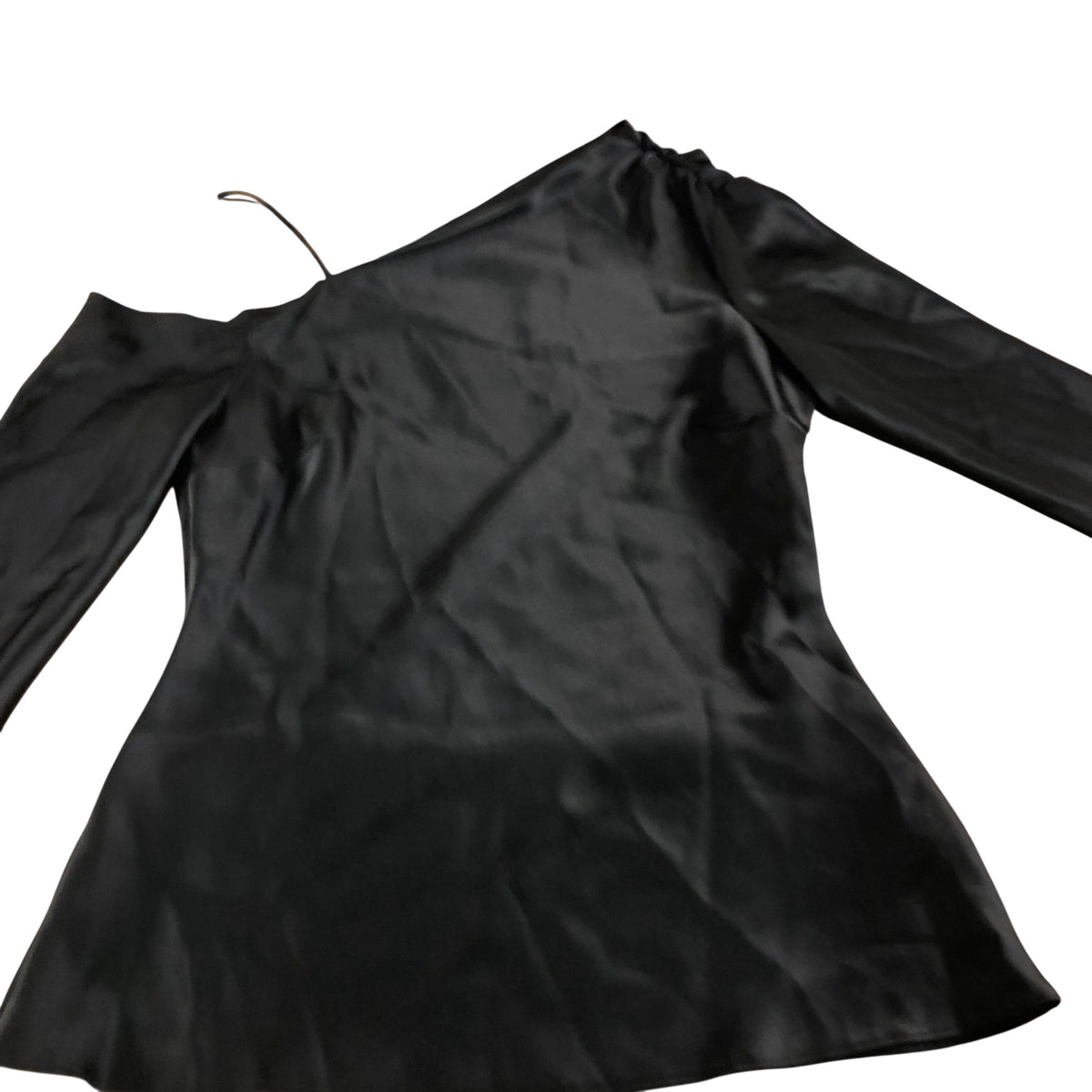 River Island Black Long Sleeve Top UK6 Women's Fitted Satin Style Off Shoulder