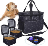 Zwini Dog Travel Bag Washable Storage Supply Tote Thermal Bag with Compartments