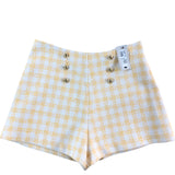 RIVER ISLAND Girls Yellow Light Check High Waisted Shorts Size 12 Years