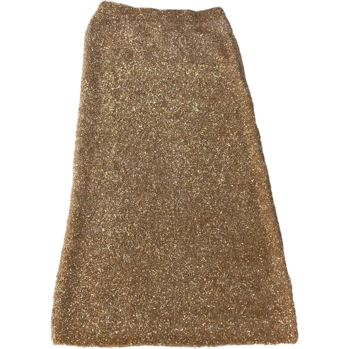 River Island Tinsel Gold Midi Skirt UK Medium Women's Sparkly