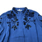 Embroidered Blouse Women's Long Sleeve Blue Viscose Top