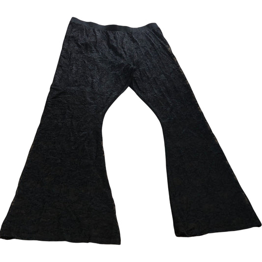 River Island Women's Black Lace Flared Trousers Elasticated Waist Size 18