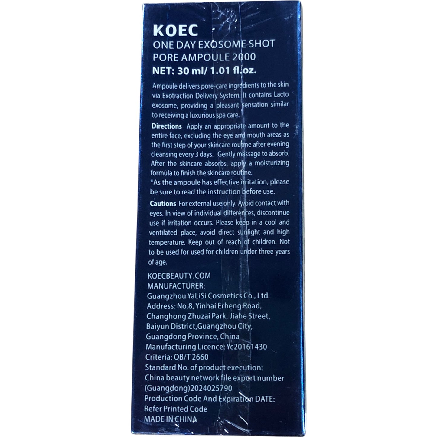 KOEC One Day Exosome Shot 2000 30ml AHA BHA PHA Anti Ageing Skin Care