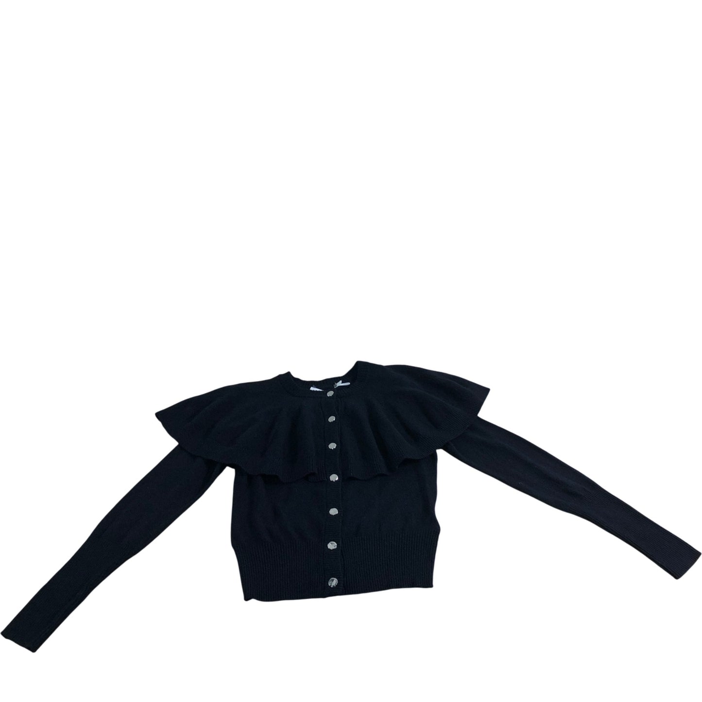 Branded UK 6 Women's Navy Cardigan With Ruffle Detail Cotton Blend