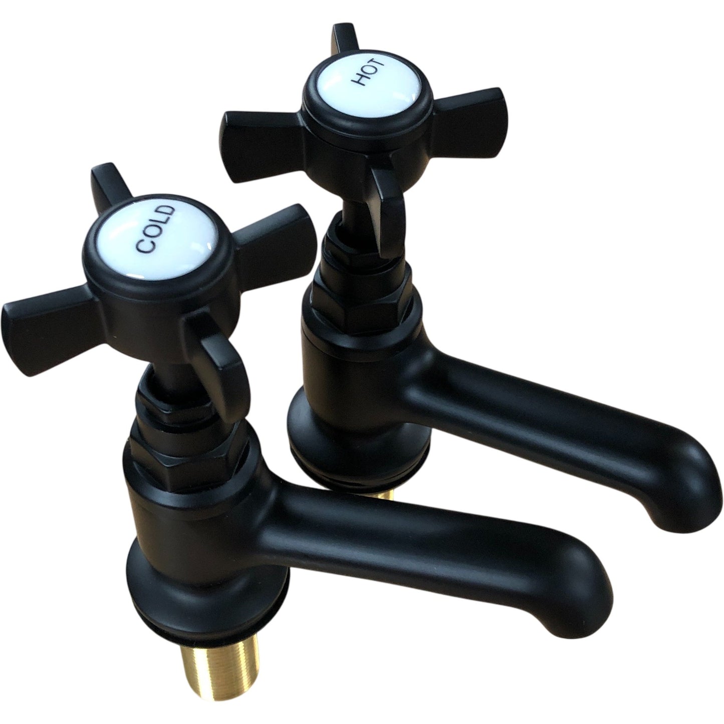 Traditional Basin Taps Black Cross Head Handles 2 Taps New Bathroom Faucet