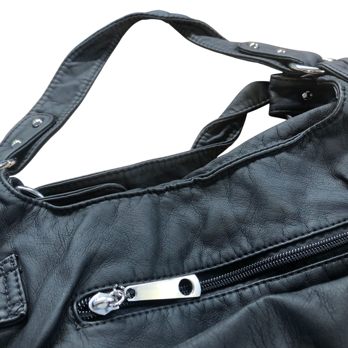 Scarleton Black Handbag Women's Soft Faux Leather Multiple Zipper Pockets