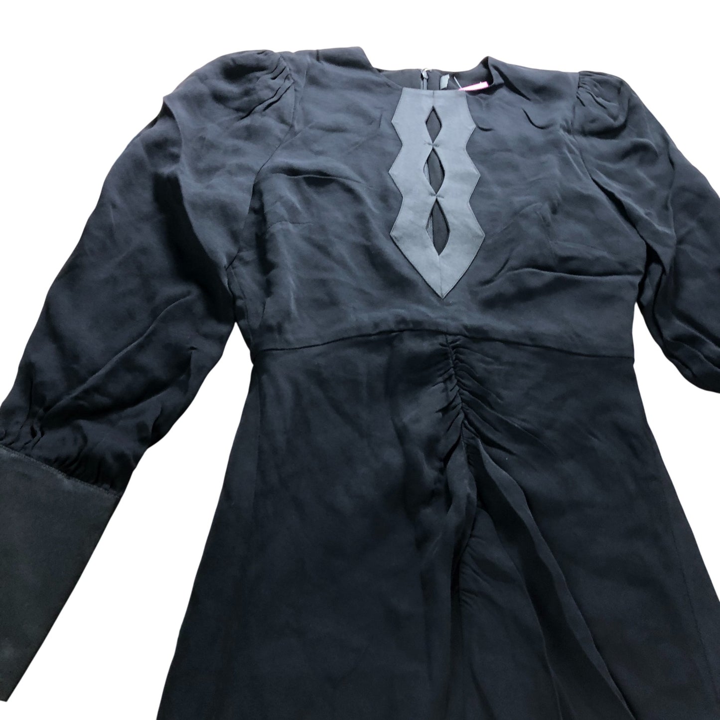 Branded Black Key Hole Ruched Midi Dress - Size 6