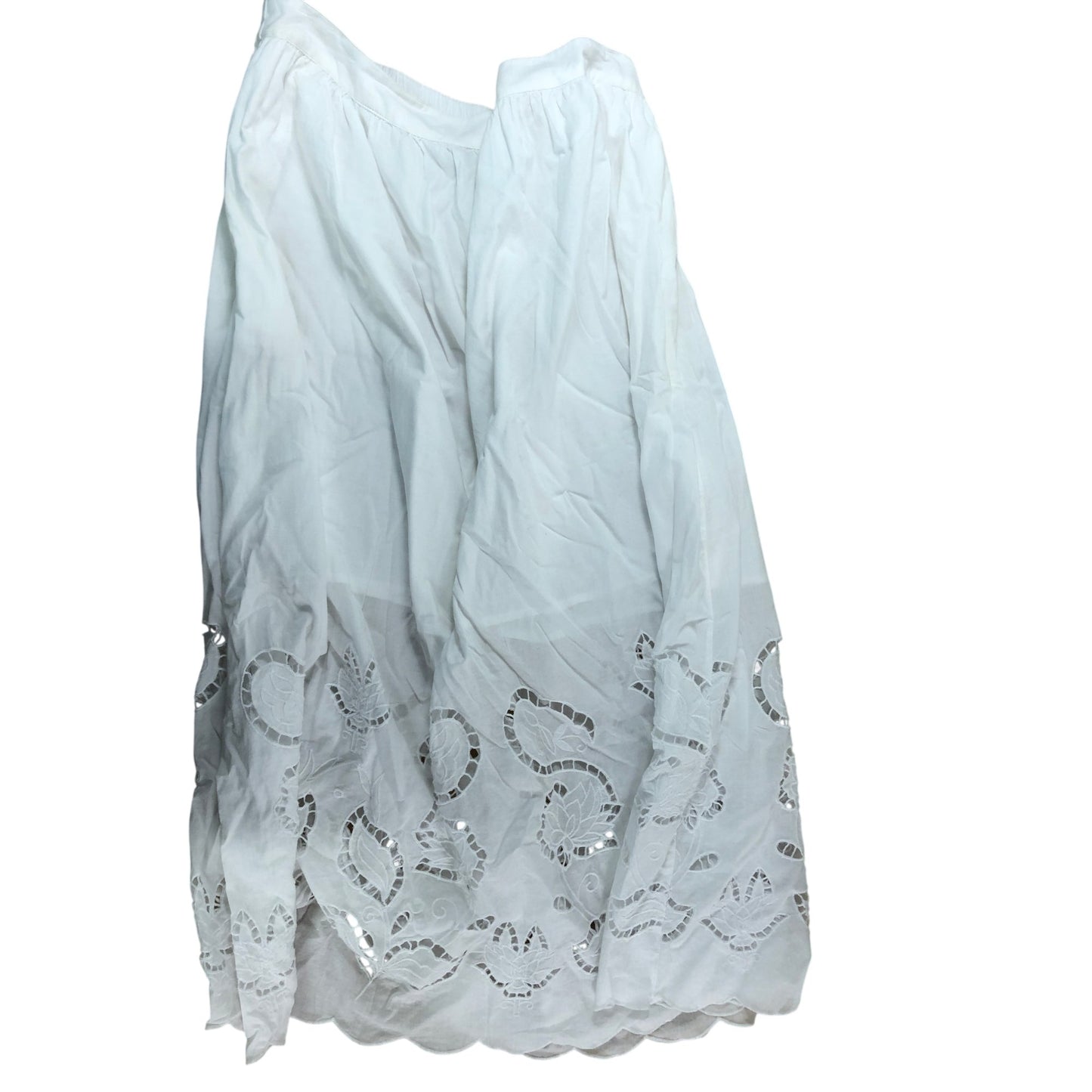 River Island 60s Riv Sol White Skirt UK18 Women's Embroidered Cotton Relaxed