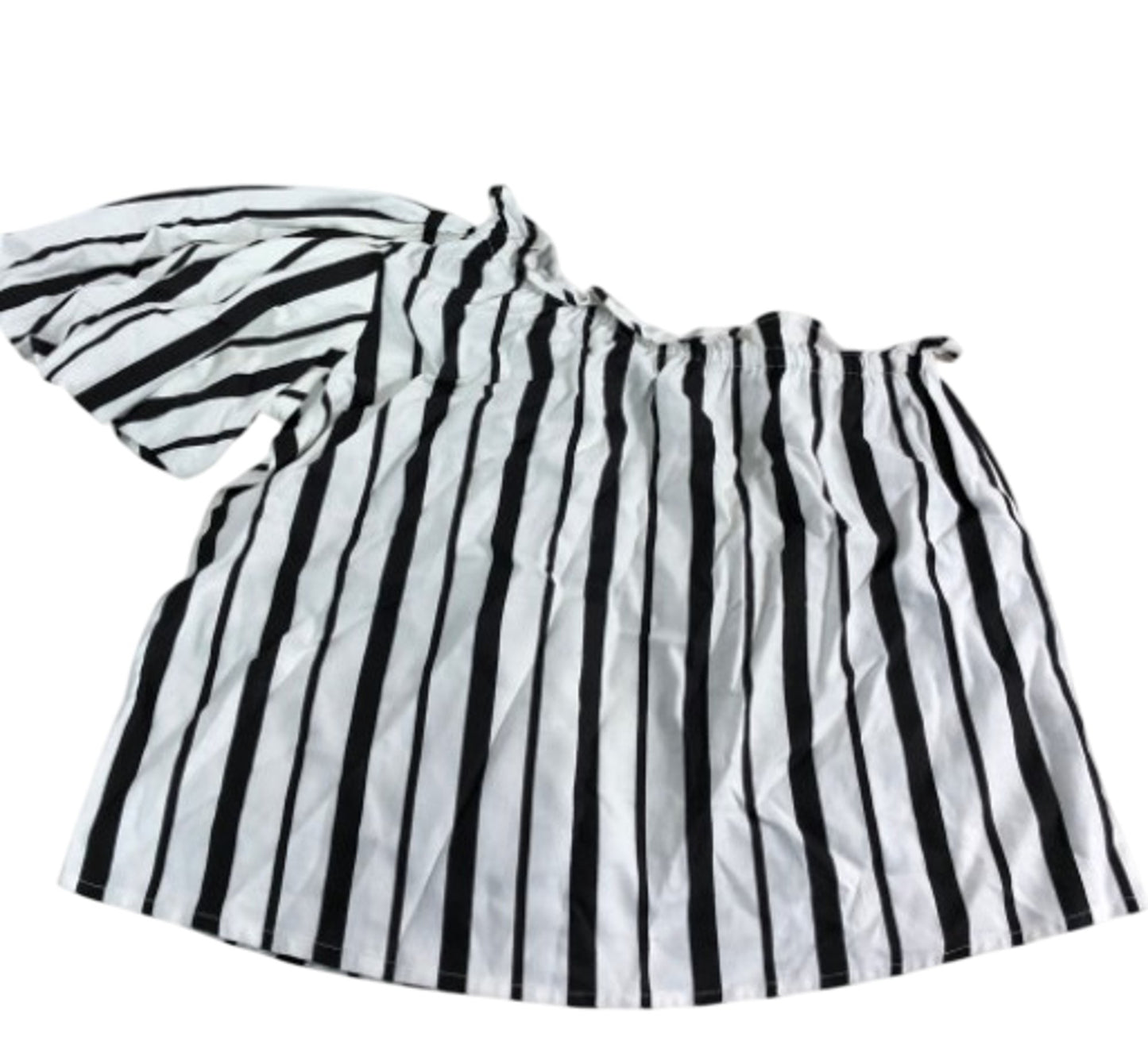 River Island Striped Off The Shoulder Blouse UK Size 12 Women's Black And White