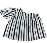 River Island Striped Off The Shoulder Blouse UK Size 12 Women's Black And White
