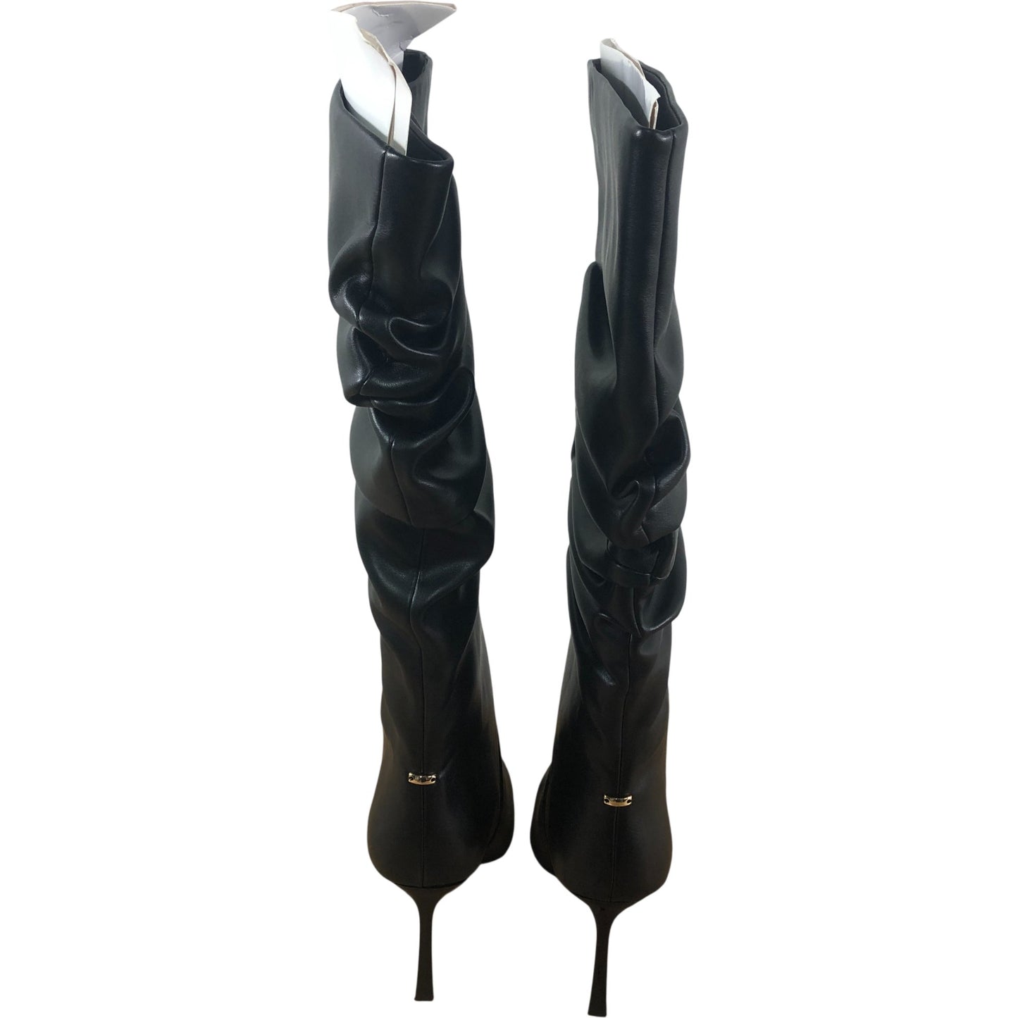 River Island Black Slouch Heeled Knee High Boots UK Size 6